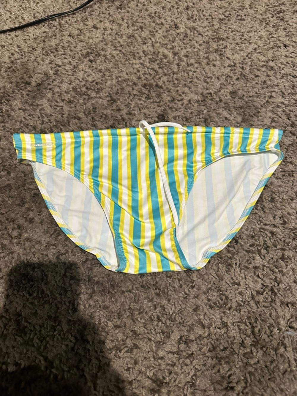 Striped Men's Swim Briefs in Yellow and Teal